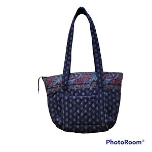 Vera Bradley Petite Paddy Classic Navy Purse Handbag Tote Bag Blue Paisley Small